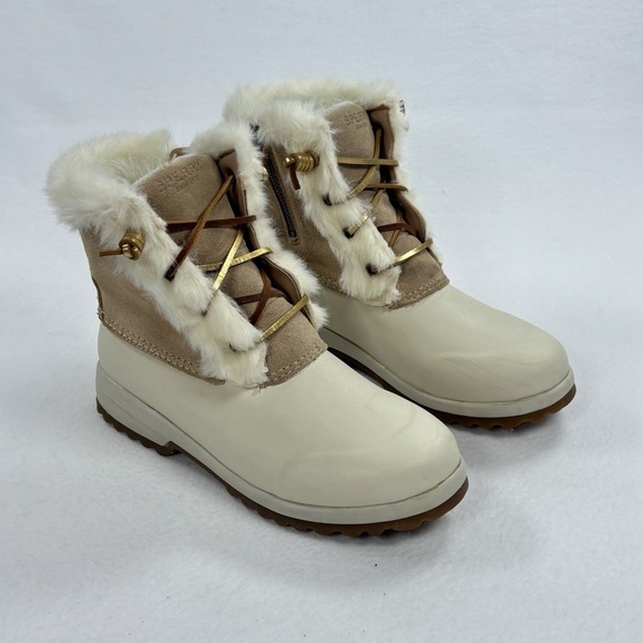 Sperry Top Sider Shoes - Sperry Maritime Repel Suede Boots Fur Womens 6.5 Sand Thinsulate Waterproof Snow